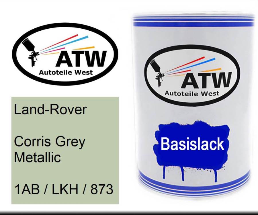 Land-Rover, Corris Grey Metallic, 1AB / LKH / 873: 500ml Lackdose, von ATW Autoteile West.
